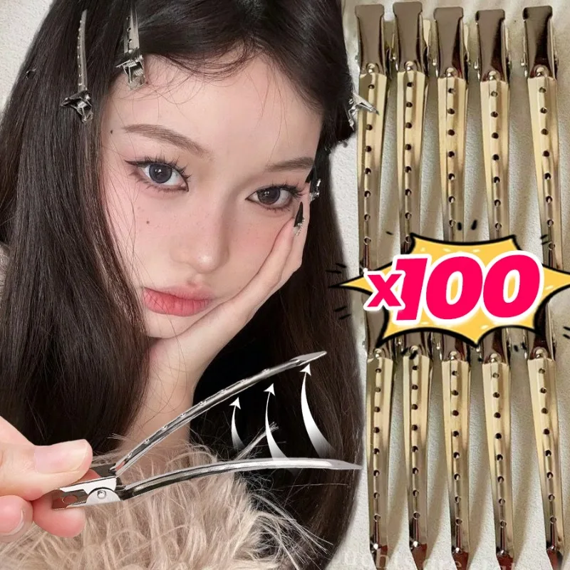 

1/100Pcs Simple Duckbill Hair Root Fluffy Hair Clips Women Professional Metal Hair Salon Fixed Clips Styling Sectioning Hairpin