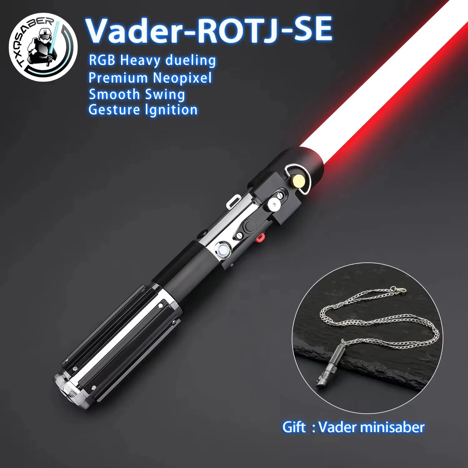 

TXQSABER Vader ROTJ SE TJ Lightsaber SNV4 Proffie2.2 RGB Heavy Dueling Gesture Ignition Bluetooth FOC Force Sword Gifts