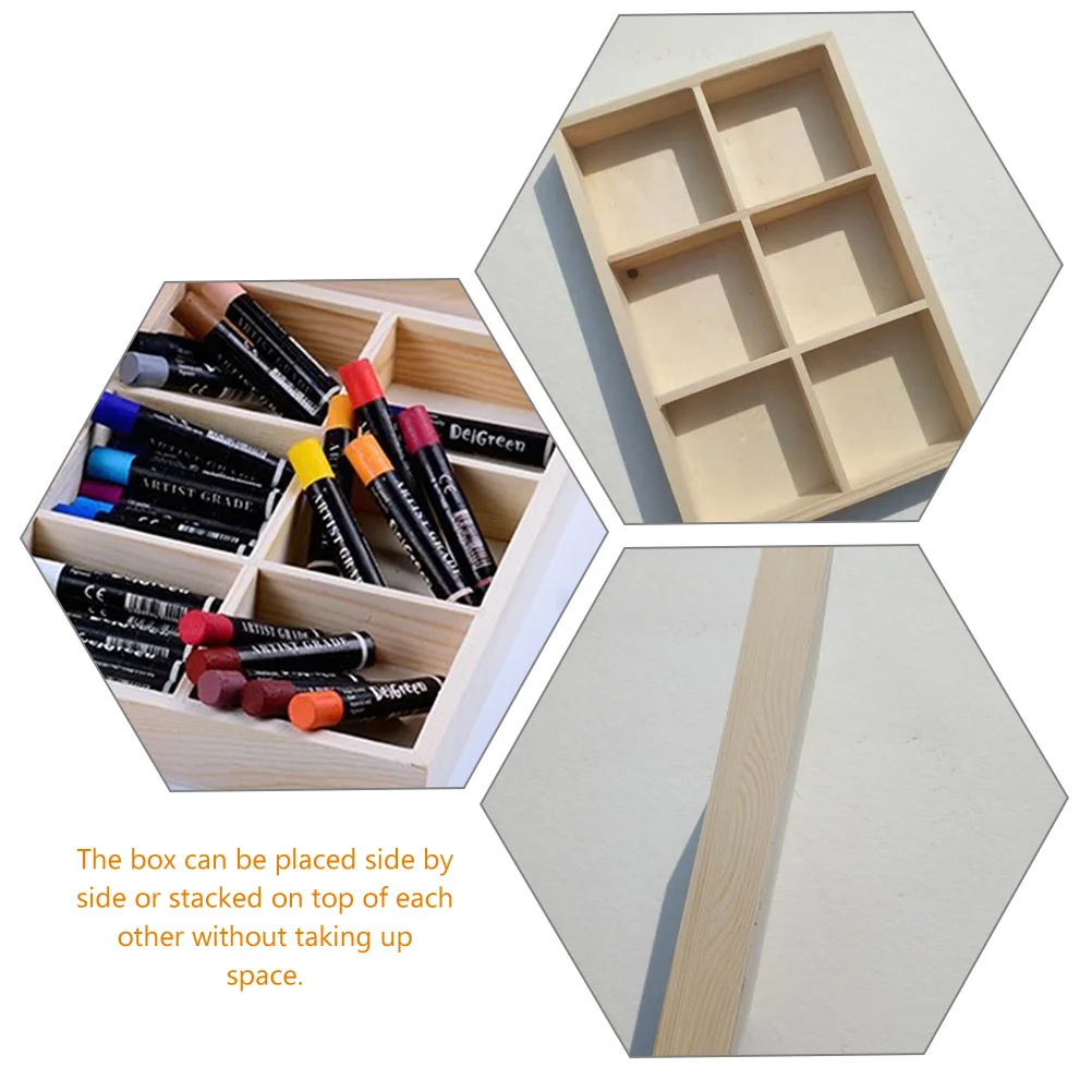 

Pine Wood Storage Box 16x24x8cm Crayon Container Painting Tool Case Pigment Watercolor Holder Wooden Compartment Box