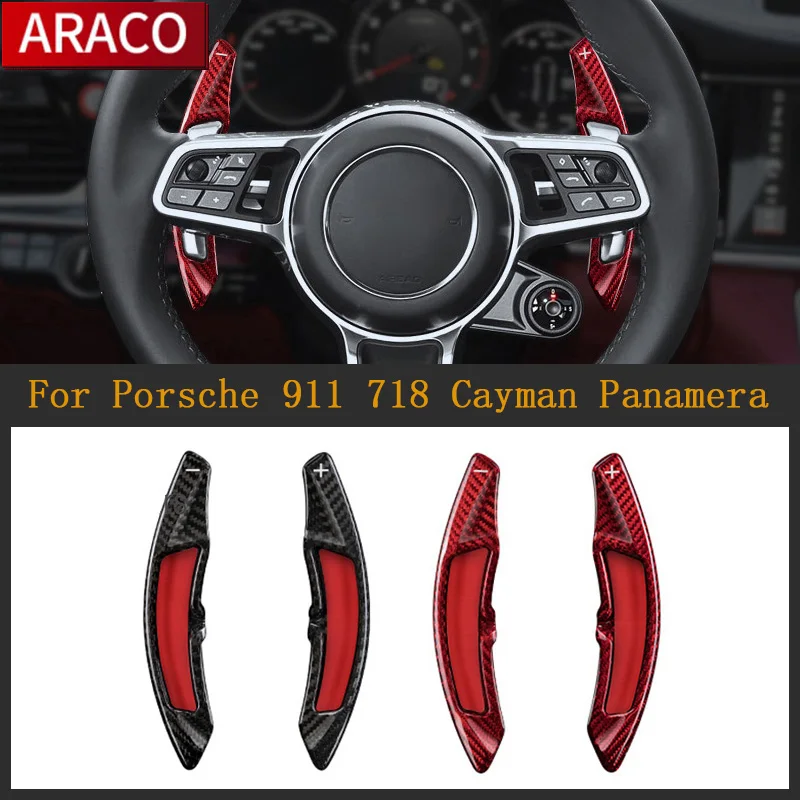 For Porsche 911 718 Cayman Panamera Elastic Device Car Accessories Real Carbon Fiber Steering Wheel Shift Paddle Extension