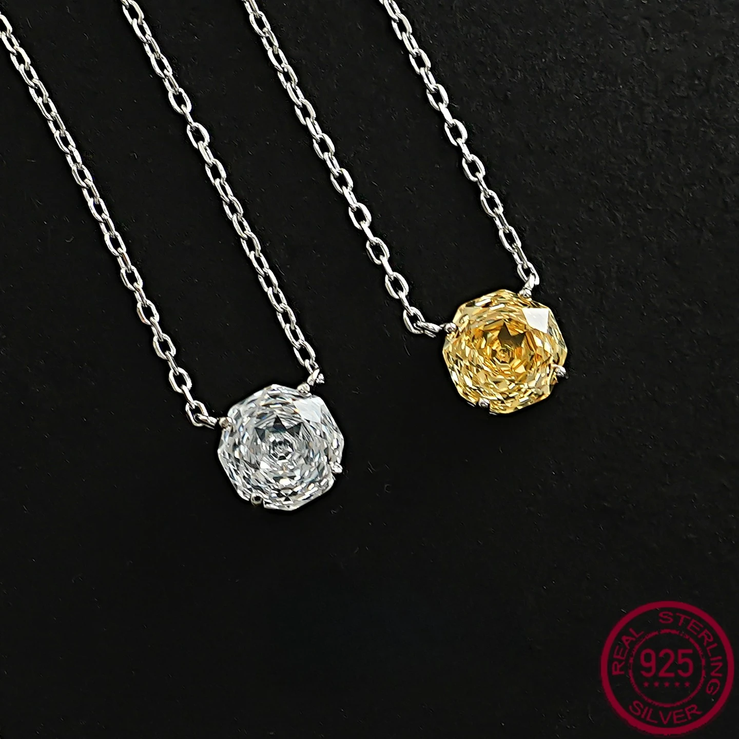 

New Millennium Rose Cut Diamond S925 Silver Necklace Set with High Carbon Diamond Light Luxury Daily Wedding Jewelry