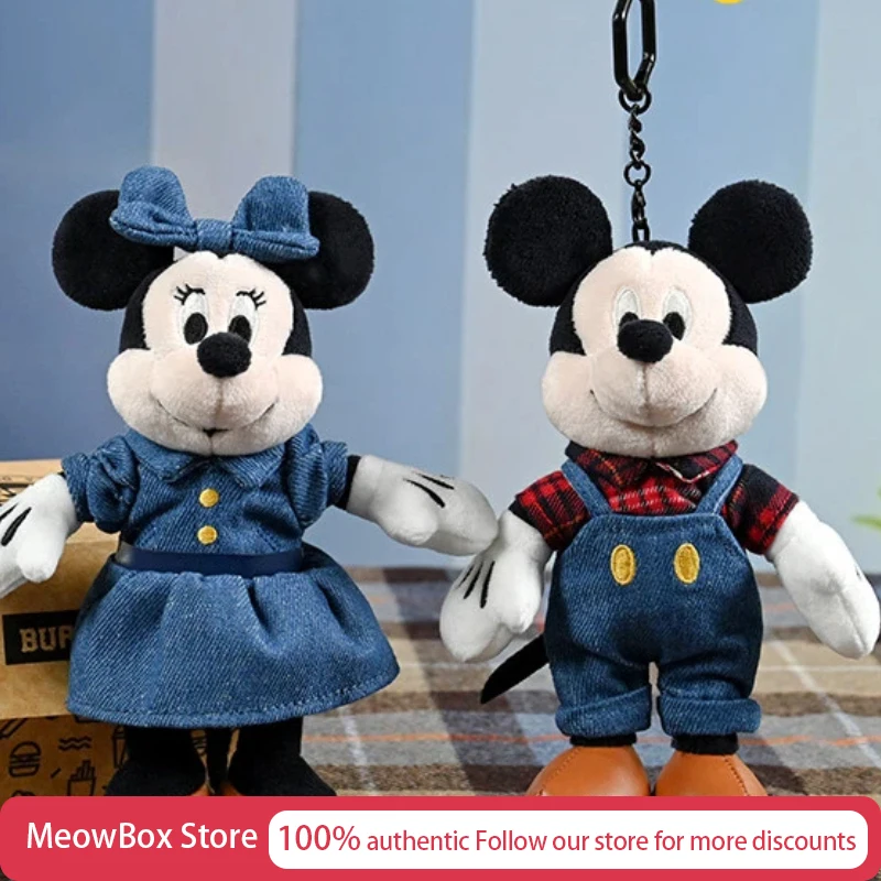 

Оригинальный плюшевый брелок Disney с Микки Маусом, джинсовый комбинезон Potdemiel, подвеска для сумки/рюкзака, мягкая игрушка, подарок для детей и друзей