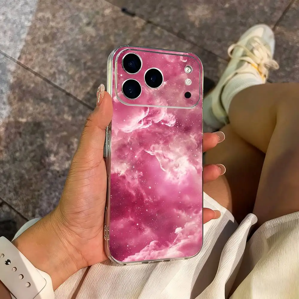 حافظة هاتف Pink Art Dream Glitter لهاتف iPhone 14,13,12,11,17,16,15,Pro,Max,Plus,X,XS,XR,SE,غطاء ناعم شفاف صغير #2