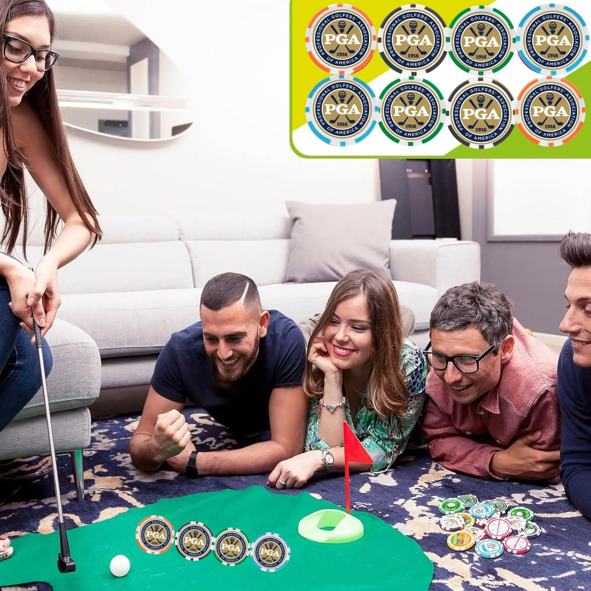 9 قطع من علامات كرات البوكر الجولف EA ABS، الأكثر مبيعًا، مع علامة كرة شرائح الجولف PGA، هدية رائعة لمحبي الجولف للأب