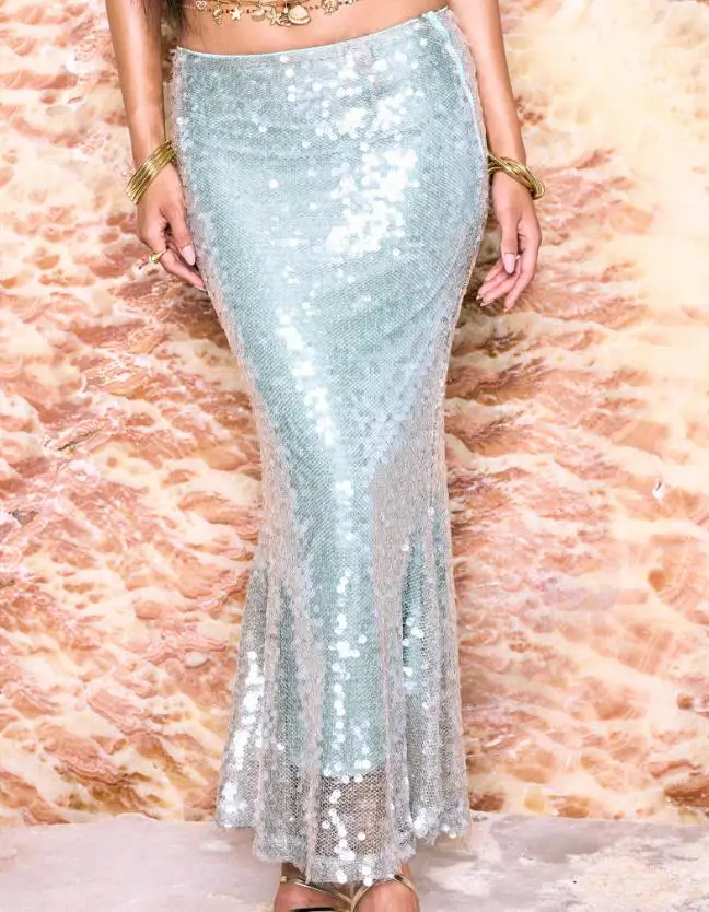 Long  Fit Stylish Fit Stylish Low Rise Bodycon Sparkly Low Rise Womens Sequined Casual Low Durable