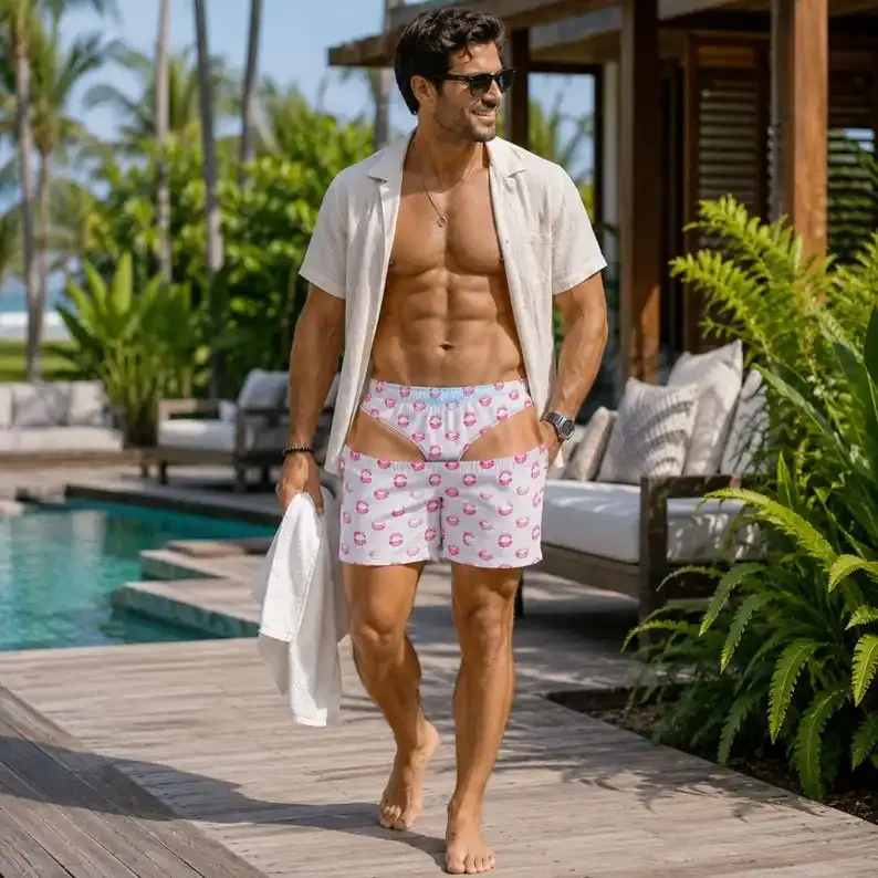 Men's Fun Illusion Swimsuits, Novel Hip Hollow Swimsuits, Fun Beach Pants, Hilarious Pool Party Gifts, Summer Swimsuits