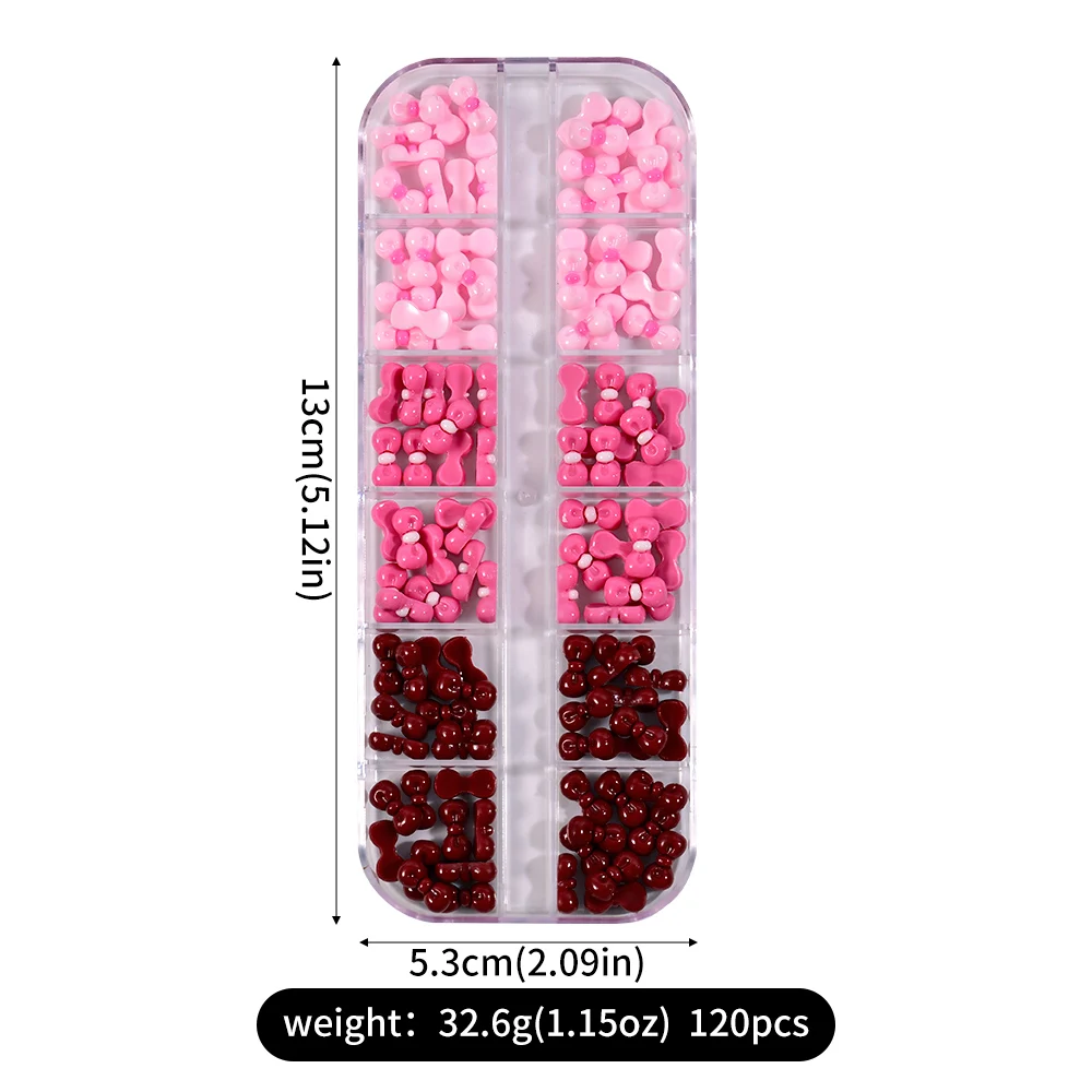 6/12 グリッド 3D ミニちょう結びネイルアートチャームかわいいヒラタ樹脂弓 Y2K ネイルアート装飾 DIY ボウタイマニキュアアクセサリー &