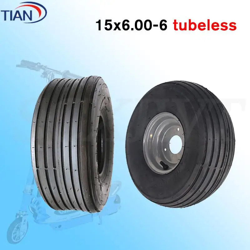 

15x6.00-6 Tubeless Tyre With Hub Wheels 15*6.00-6 For Little Mini Citycoco Scooter 168CC Go Kart Motorcycle Tyre Parts