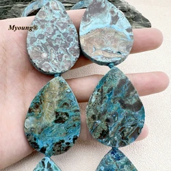 Large Waterdrop Shape Natural Blue Ocean Jaspers Stone Slice Focus Pendant Beads For DIY Jewelry Making MY231218