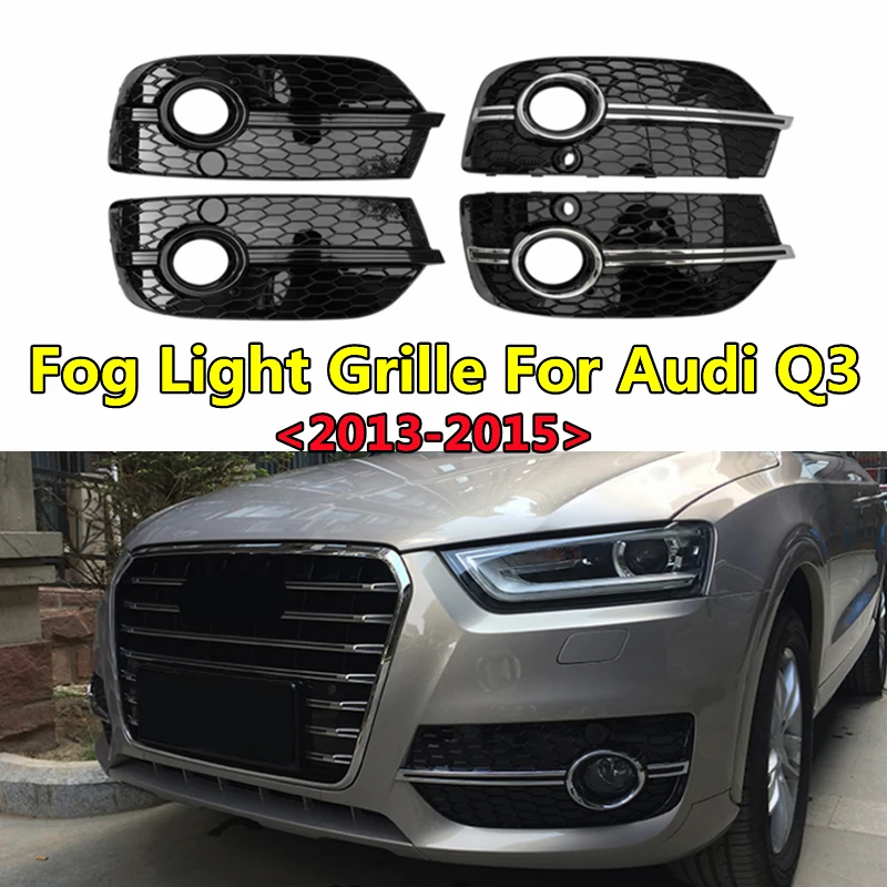 

2pcs Car-styling Facelit Fog Light Grille For Audi Q3 Modified SQ3 2013 2014 2015 Car Front Lower Bumper Grills 8U0807681A/682A