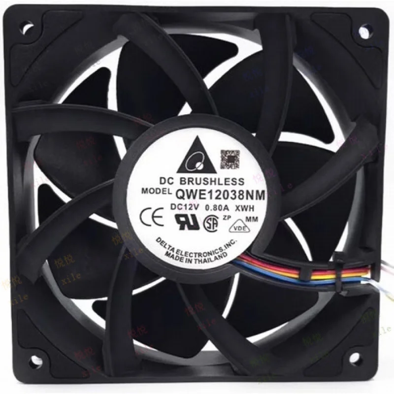 L   L  FOR Delta QWE12038NM DC12V 0.80A 12CM 12038 4-Wire Dual Ball Cooling Fan