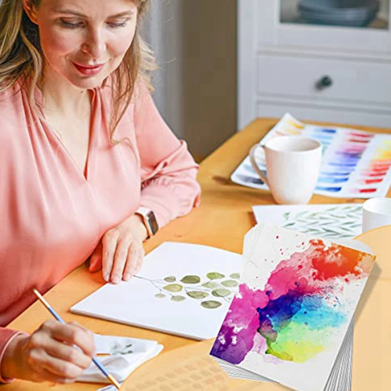 1Set dingin tekan 50% katun & 140Lb /300Gsm asam-gratis massal putih kertas seni (10.63X7.68 inci)