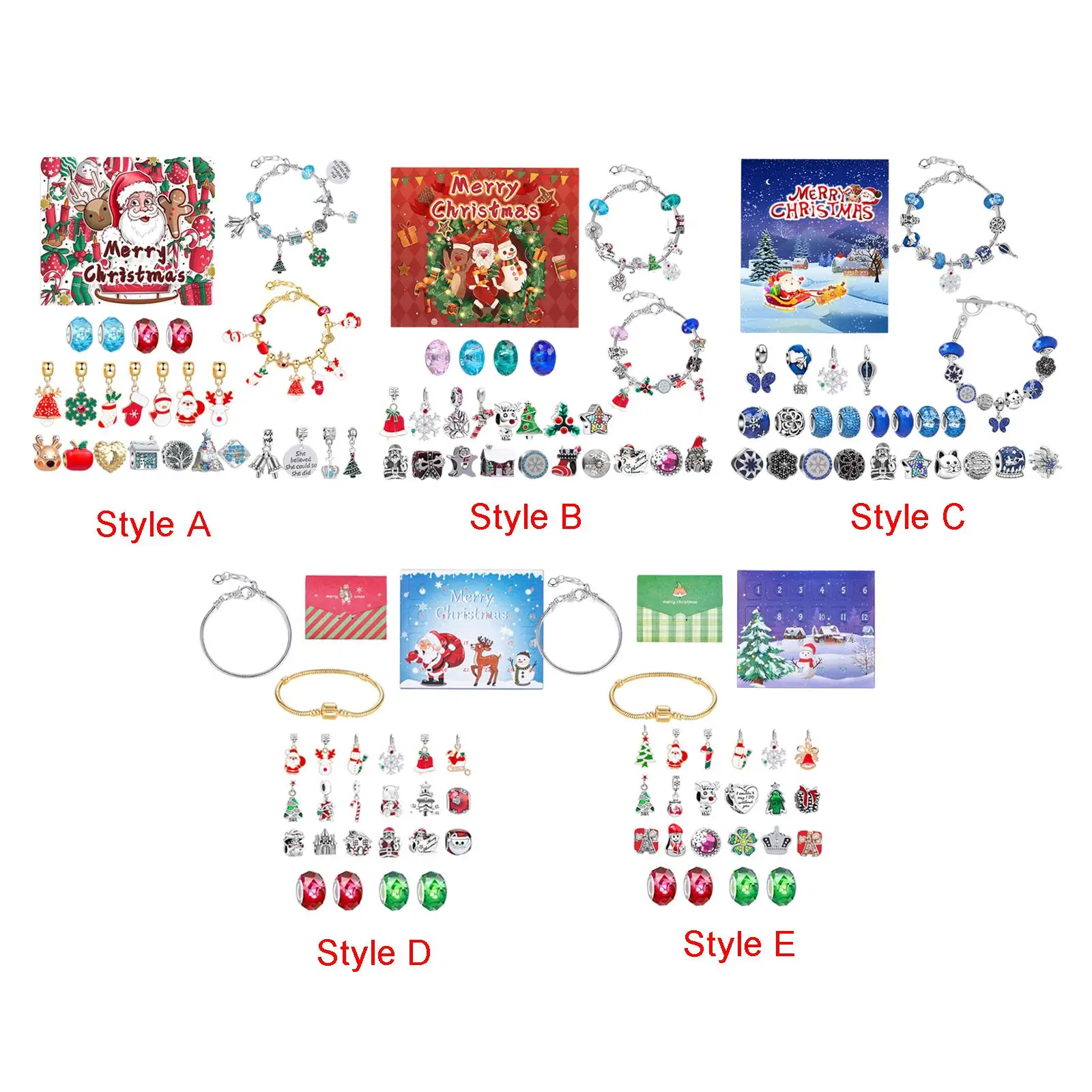 Christmas Advent Calendar Kit DIY Bracelet Kit Charm Xmas Calendar for Girls