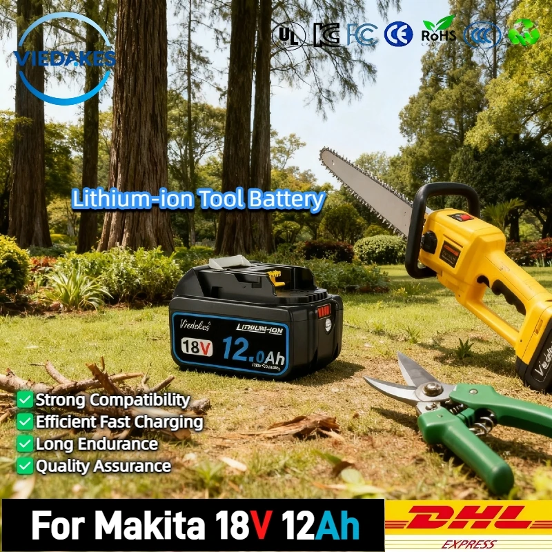 

✈️12Ah Rechargeable Li-ion Battery, for Makita 18V, Durable Replacement for 18V Cordless Power Tools, High Power & Safe to Use