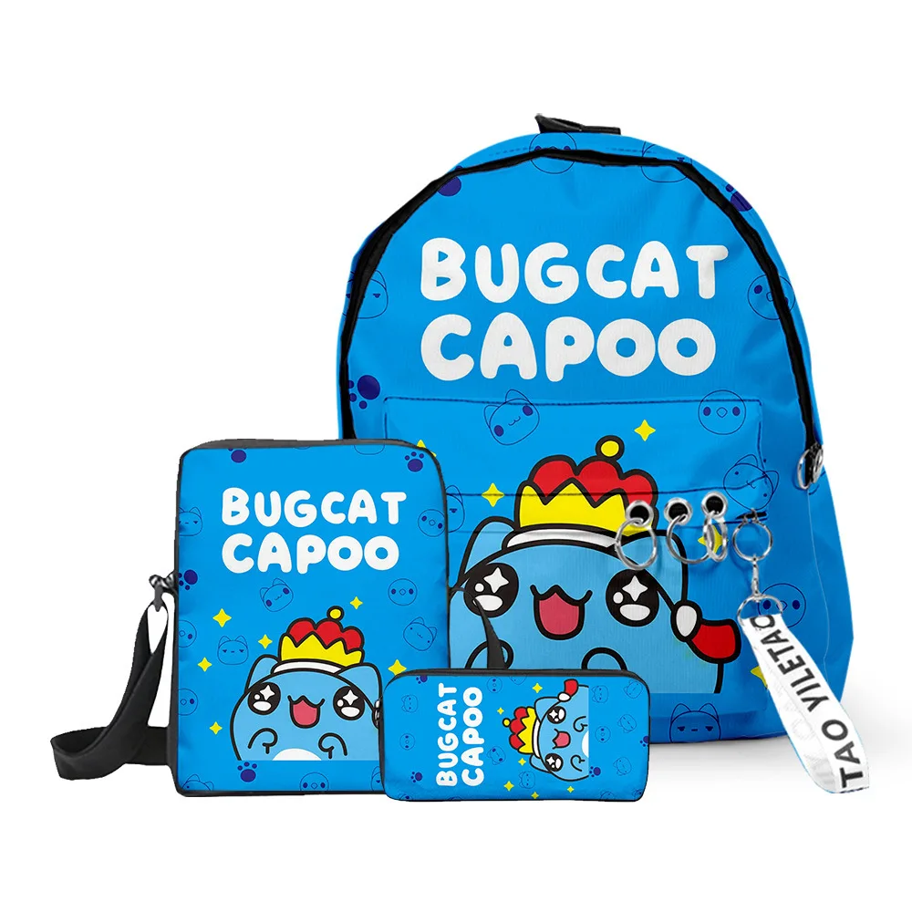 

Набор из 3 предметов: рюкзак, сумка через плечо и пенал с 3D-принтом в стиле хип-хоп (Бугкат, Капу) для школьников, из ткани Оксфорд, с брелоком