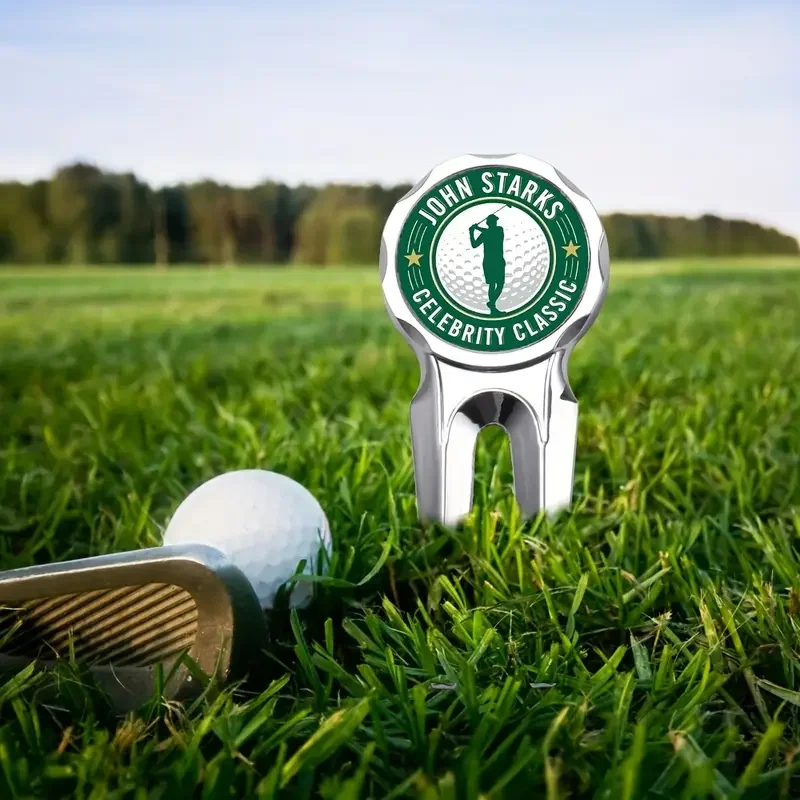 1 or 2-Piece Custom Golf Ball Repair Tool - Personalised Golf Ball Marker with Magnetic Base, Ideal Personalised Golf Gift