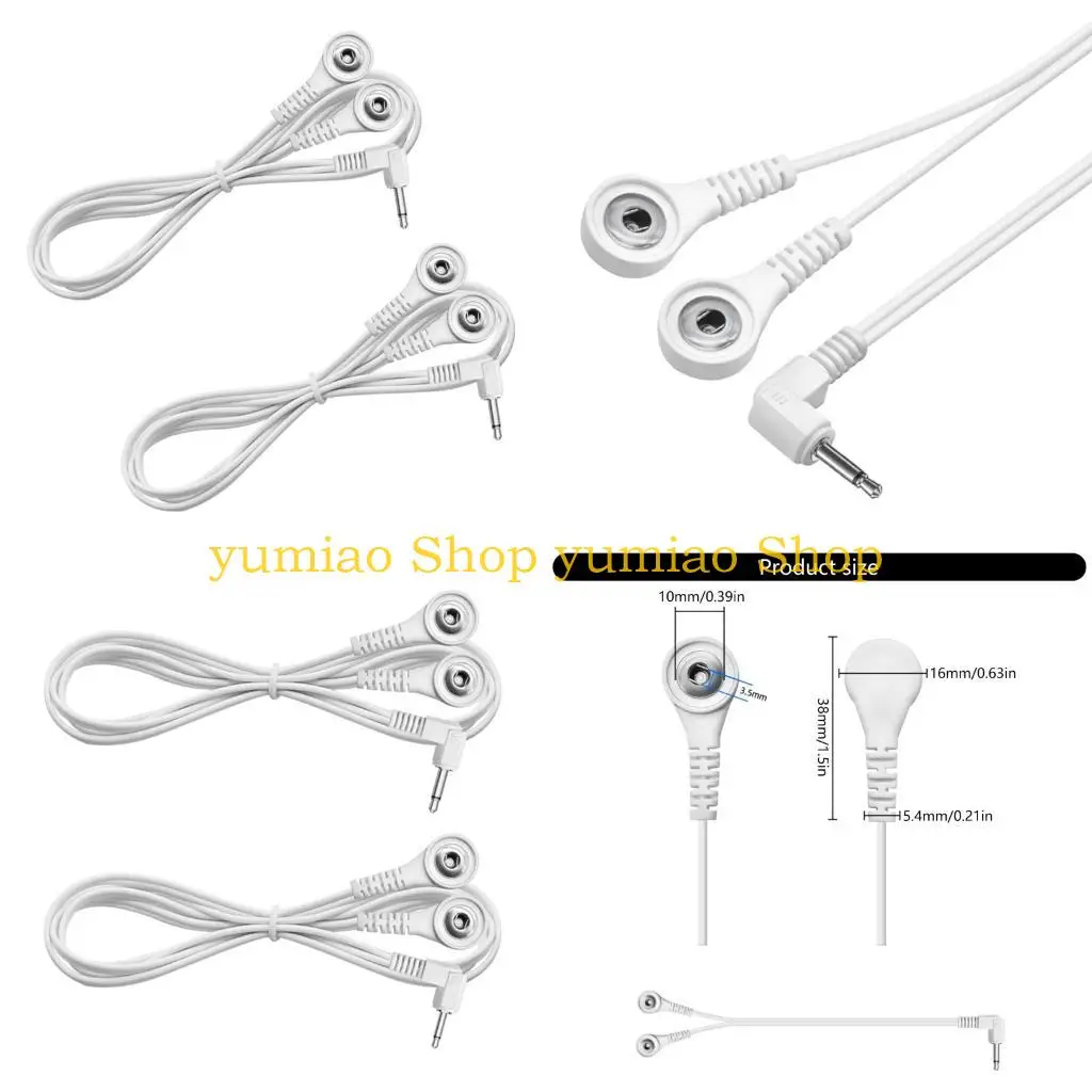 587B 2Pcs Heavy Duty Electrode Wire 2.5mm 3.5mm Angled Plugs To Double 3.5mm Connectors For TENS Units And Therapies Devices