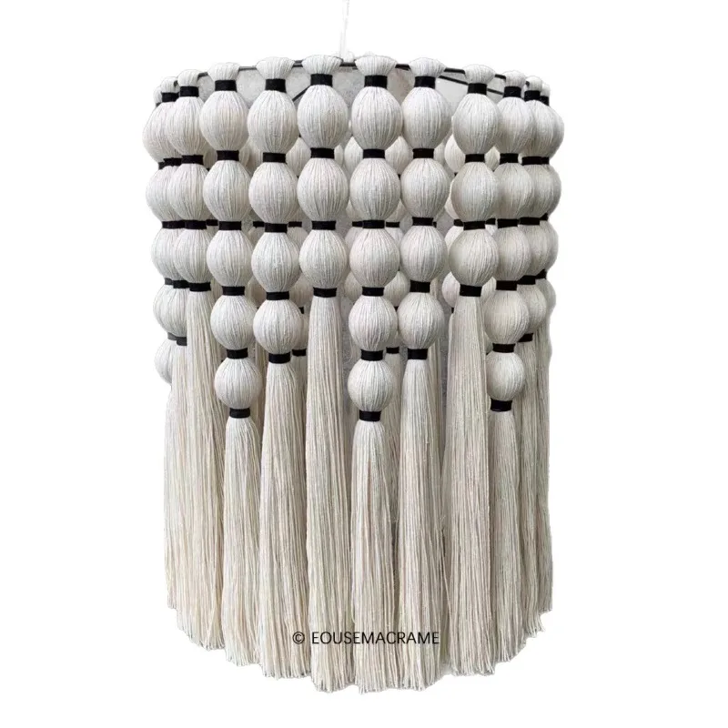 Nordic spherical hand-woven bohemian lampshade decoration simple fringed chandelier lighting