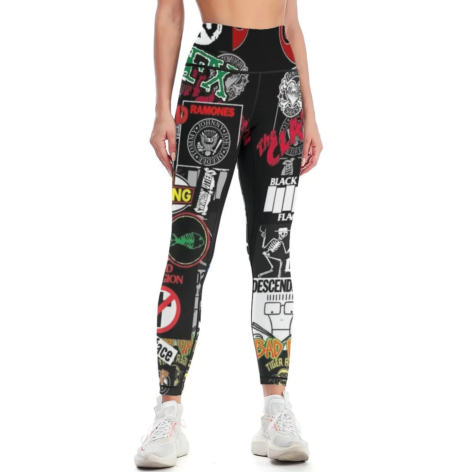 

punk rock sticker wall Leggings workout shorts Tight fitting woman Womens Leggings