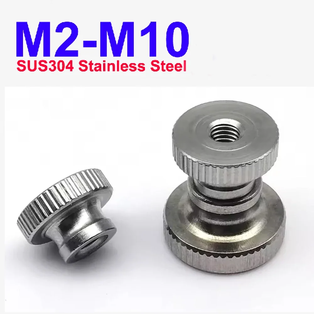 

GB806 M2-M10 A2 Stainless Steel Knurled Thumb Nut Blind Hole & Through Hole for 3D Printer Curtain Wall Decorative Parts