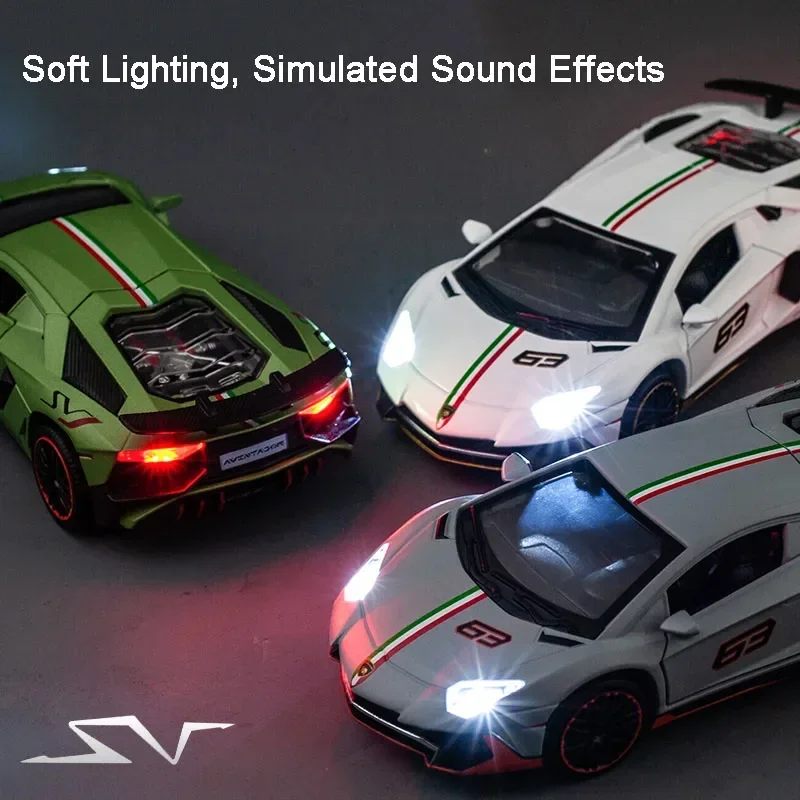 1:32 Scale LP780-4 SIAN Sports Car Toy Models Alloy Diecast Sound Light Doors Opened Pull Back Christmas Supercar Toys for Kids