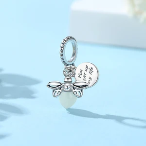 سحر الفضة الإسترليني الأصلي 925 للنساء ، قلادة اليراع المضيئة ، الخرز صالح لأساور العلامة التجارية عموم ، القلائد ، مجوهرات DIY أعلى 6 مبيعات لوحة G42 - رقم 3