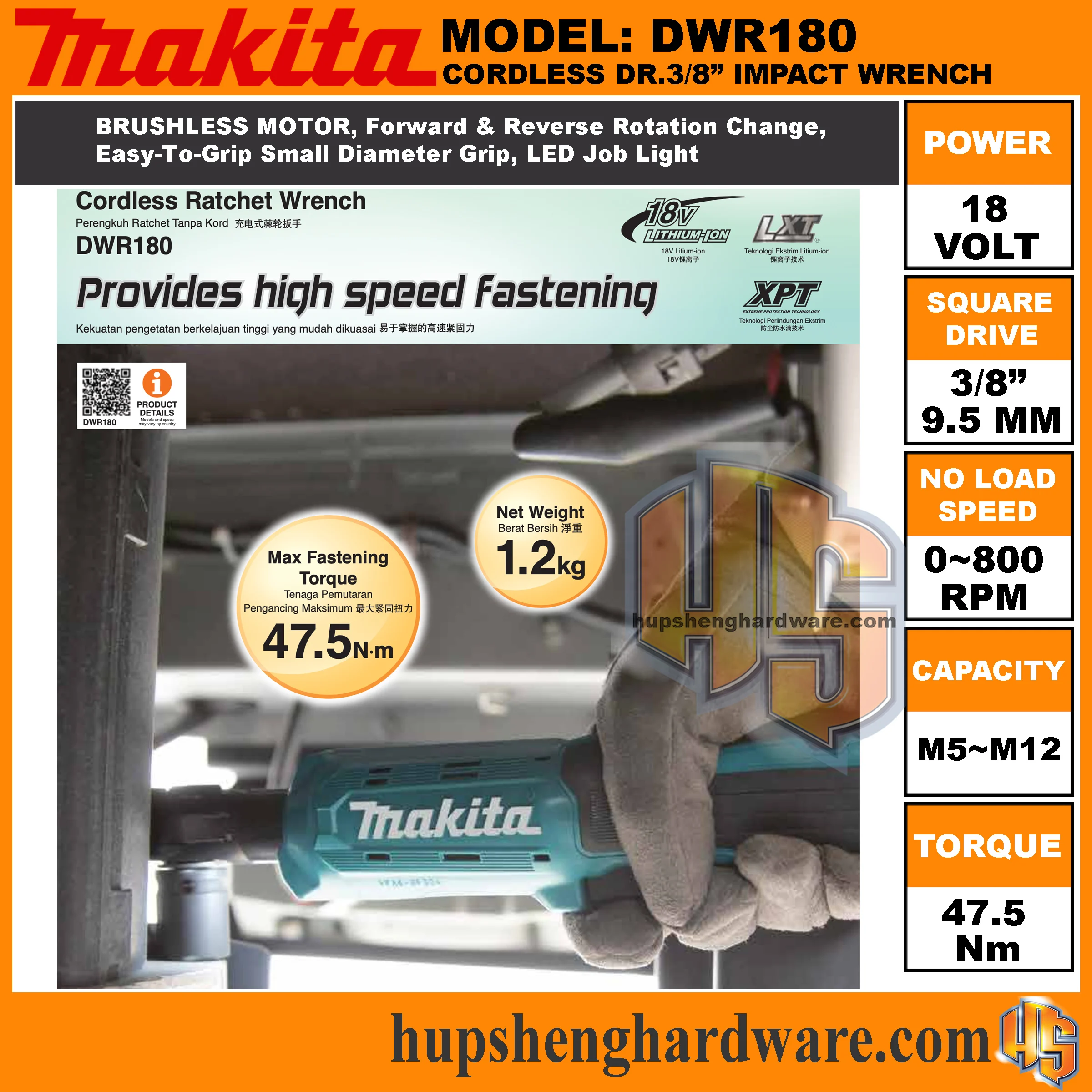 Clé à cliquet Makita à angle droit, tournevis sans fil sans balais, clé dynamométrique multifonction à vitesse variable, outils électriques 18V avec LED