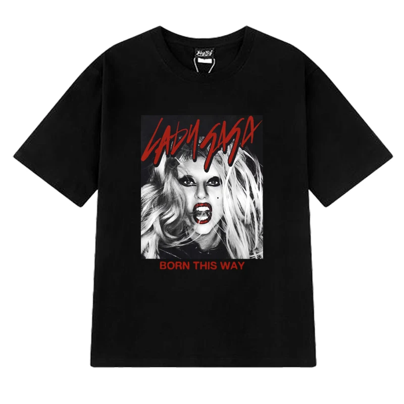 

Hip Hop Vintage Lady Gaga Graphic T Shirt New Men Women gothic Y2k short sleeve T-shirts Unisex Oversized 100% Cotton streetwear