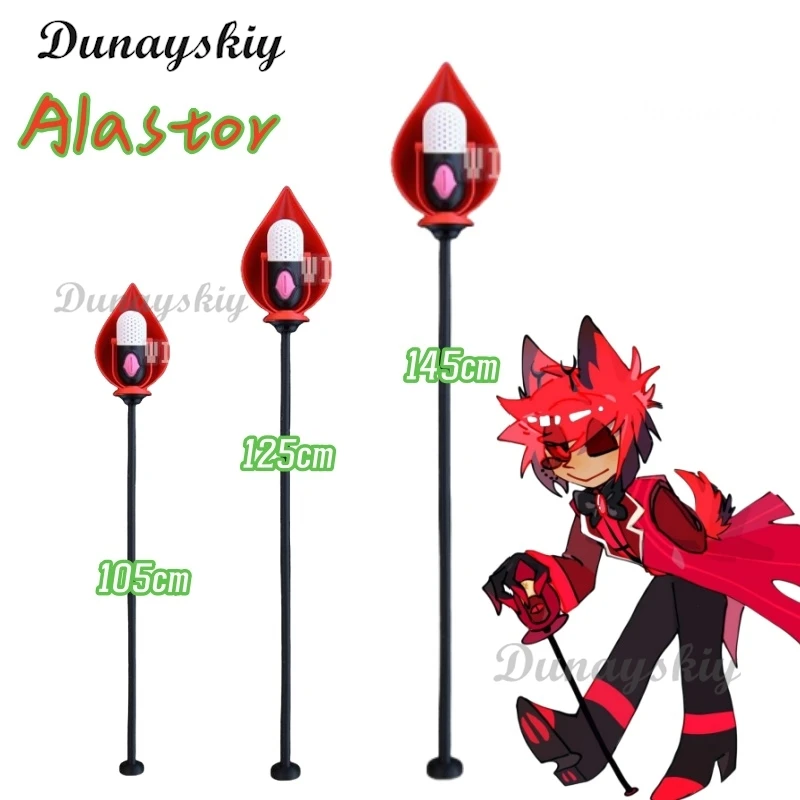 Anime ALastor Cosplay Hotel Staff Microphones 3D Pvc Cane Props Headwear Halloween Carnival Party Accessories Sets