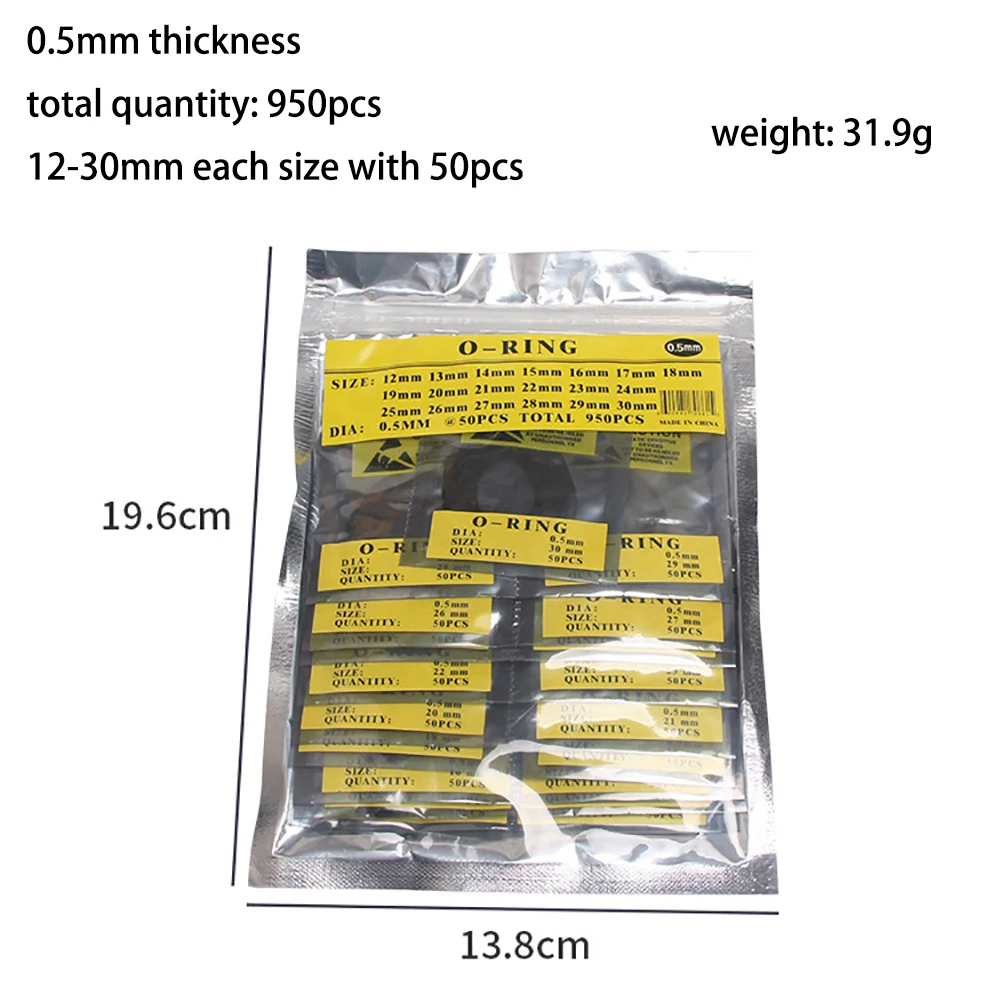 960pcs / set Watch Back Gasket 12-30mm Case Rubber Waterproof O-Ring Gasket Repair Tools for Watchmaker 0.5mm Thickness