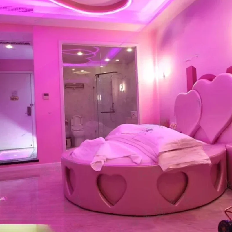 Pink Confortable Bed Modern Fashionable Aesthetics King Size Twin Bed European King Size Round Cama De Casal Bedroom Furniture