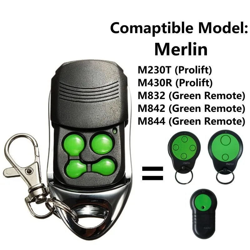 Garage Door Remote Control Compatible with Merlin M842 M832 Replacement Wireless Garage Gate Opener Remote Key Fob