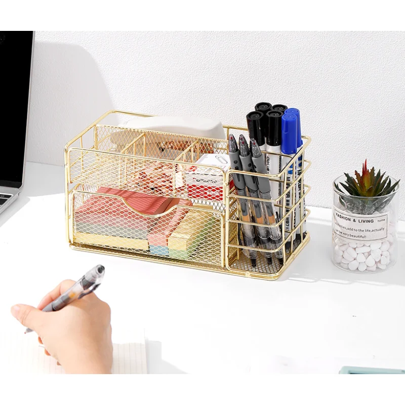 Compact Nordic Metal Drawer Organizer for Home, Office, Kitchen, Bathroom - Multi-Purpose Storage for Cosmetics, Stationery, Acc