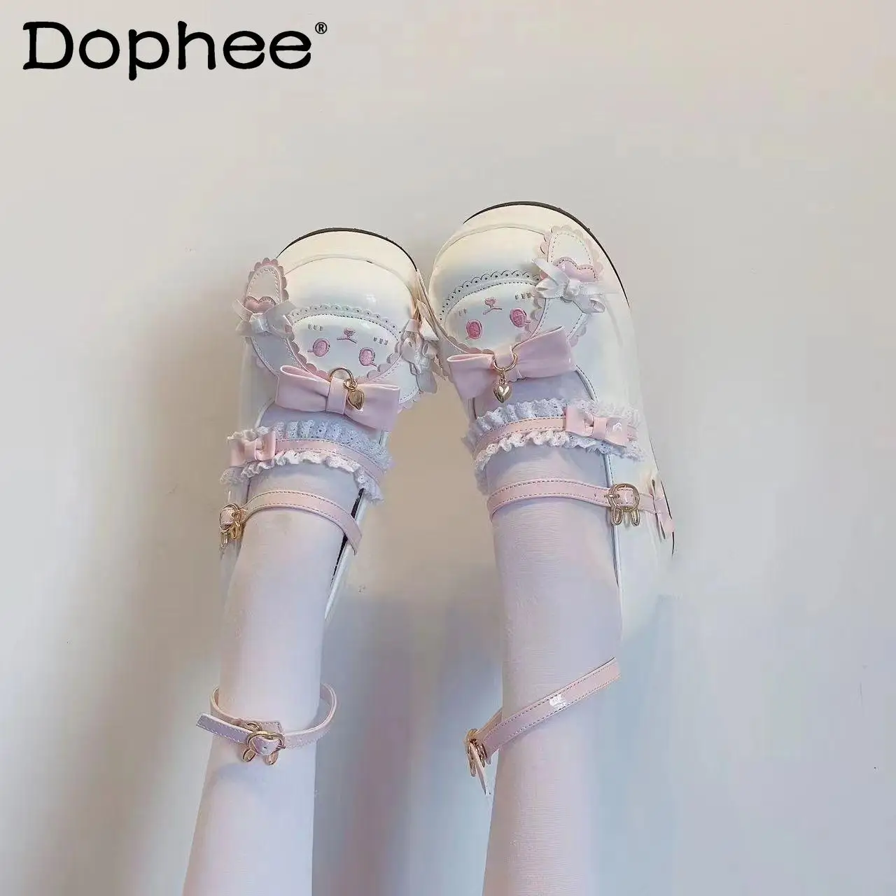 

Original Lolita Cute Girl Muffin Thick-soled Round Head Small Leather Shoes JK Bow Color Matching Mary Jane Women's Shoes