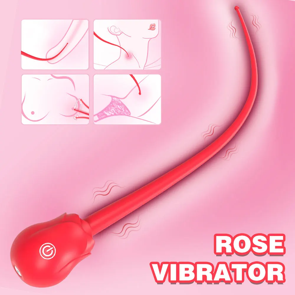 Mini Rose Vibrator for Women Sex Light SM Whip Tickler Clitoral Vibrators with 7 Vibrating Modes Female Vibrator Adult Toys