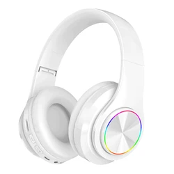 B39 Bluetooth Headphone Over Ear Wireless Headset Colorful Light Stereo Foldable Earphone With Mic TF Card 3.5mm Aux Supported