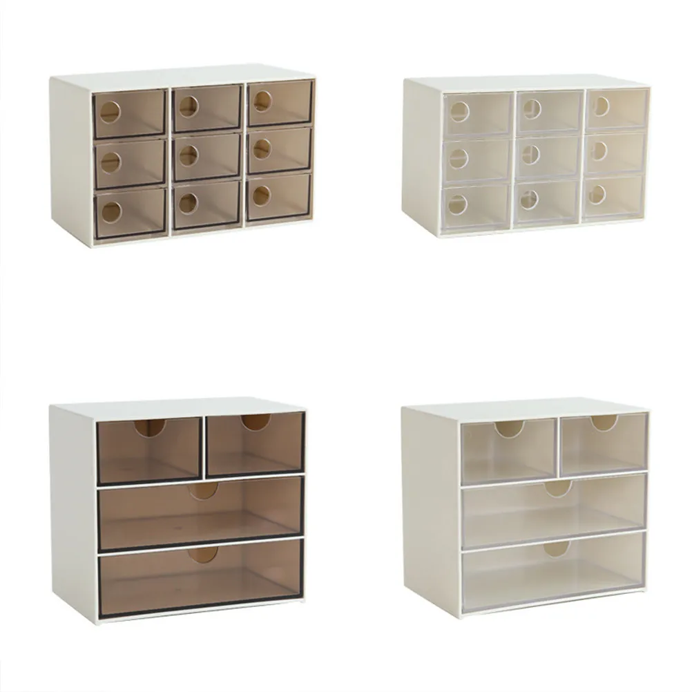 9-Drawer Stackable Mini Storage Organizer Box 10x7.8x16.3cm Clear Plastic Desk Jewelry Makeup Craft Supplies Drawer System