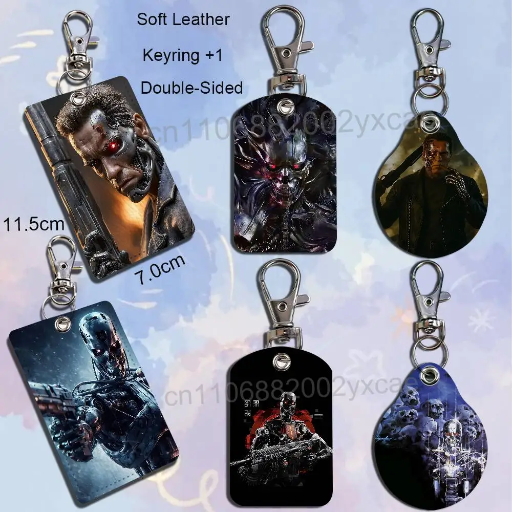 COOL GAME Resistance Terminator Leather Keychain Badge Holder with Lanyard - ID/Access Card Holder, Key Ring Accessory