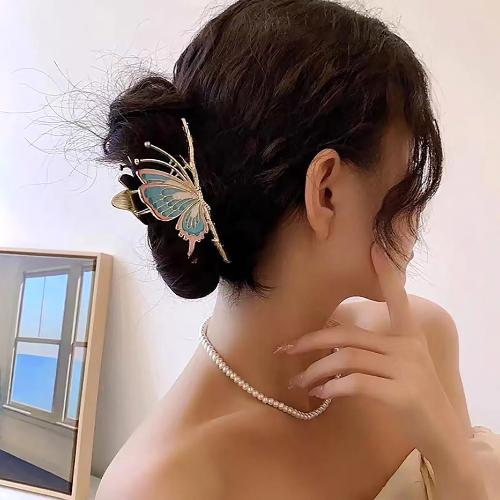 

Заколка для волос с росписью в виде бабочки, большая элегантная древняя заколка для волос, летняя заколка для головы, заколка для головного убора, заколки для волос для взрослых