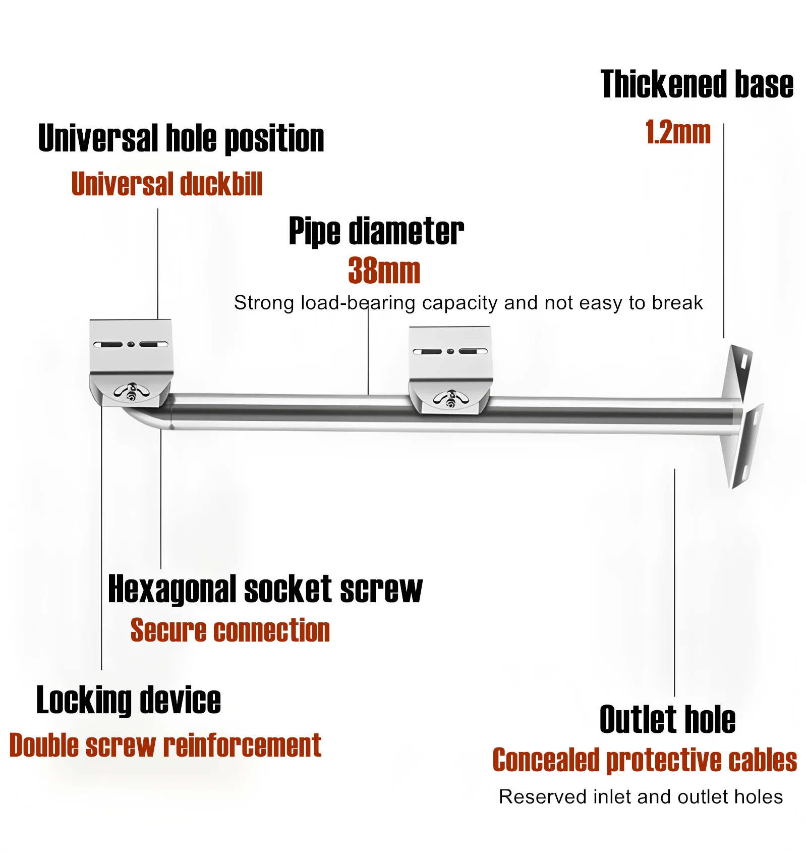 L-Shaped Security Dual Camera Mounting Bracket 65cm Extended Horizontal Arm Stainless Steel Universal Bracket for Double Cameras