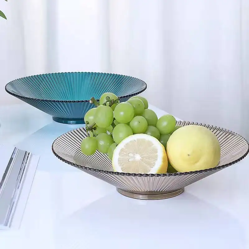 Tall Fruit Bowl Living Room Fruit Storage Light Luxury Internet Celebrity Ins Style Minimalist Top Grade Dried Fruit Snack Glass