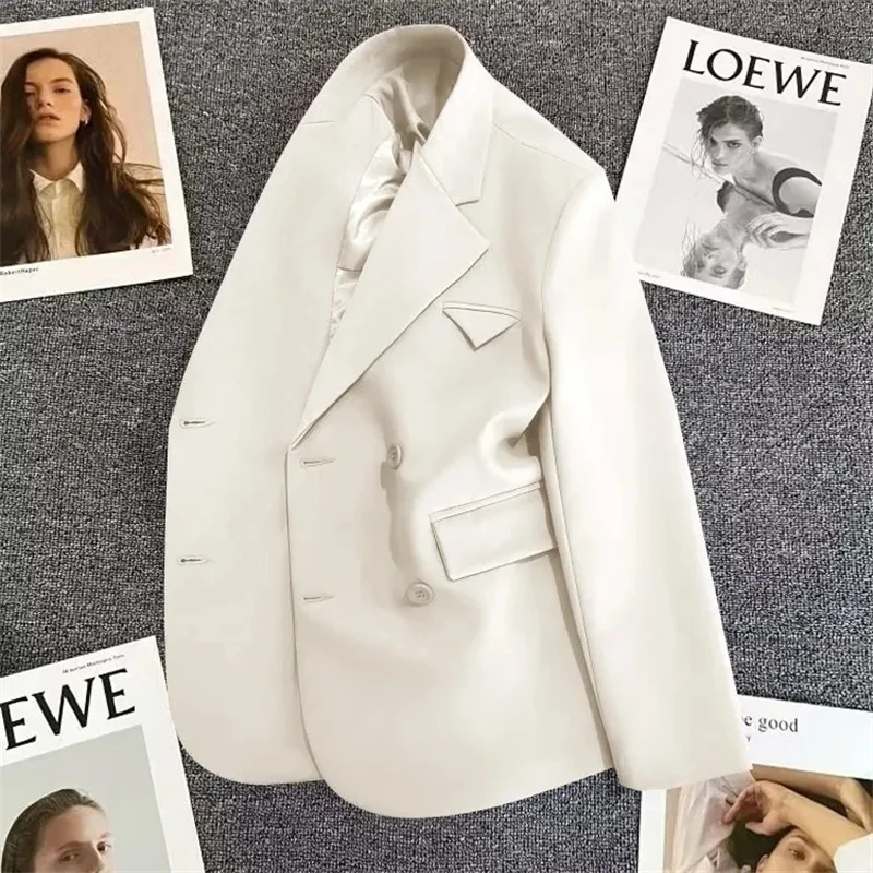 Blazers femininos 2025 nova primavera outono jaquetas moda escritório senhoras elegantes casacos casuais duplo breasted blazer feminino outerwear