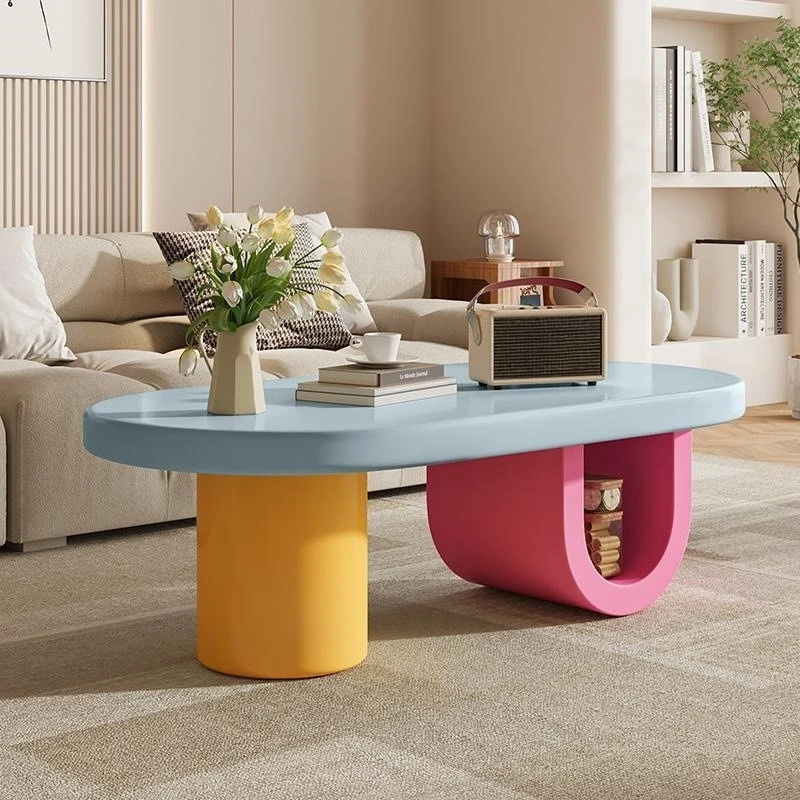 

Creative coffee table Nordic home living room simple modern small apartment cream style special-shaped tea table furniture