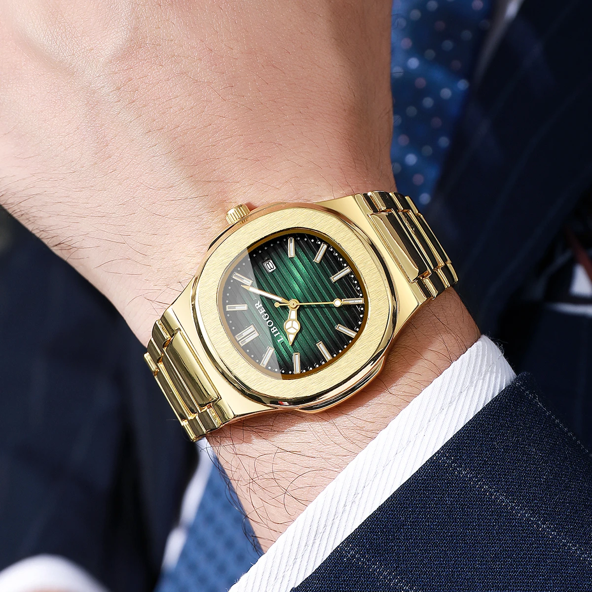 Luxury Men Business Watches Fashion Square Quartz Watch for Mens Clock With Calendar Reloj Hombre（Without Box）