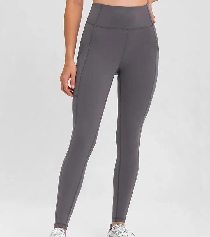 Leggings taille haute en tissu pour femmes, pantalon de course, jogging en plein air, avec poches