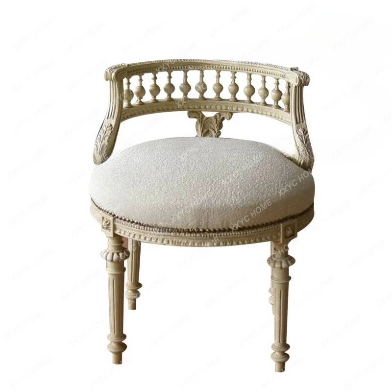 Princess Makeup  Solid Wood Bedroom Vanity Stool Vintage Upholstered Leisure  Decorative Chair Dining  Custom