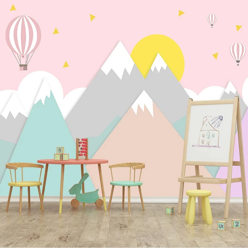 

Custom Photo Wallpaper 3D Cartoon Hot Air Balloon Geometric Children's Bedroom Home Decor Background Wall Mural Kids Wallpapers