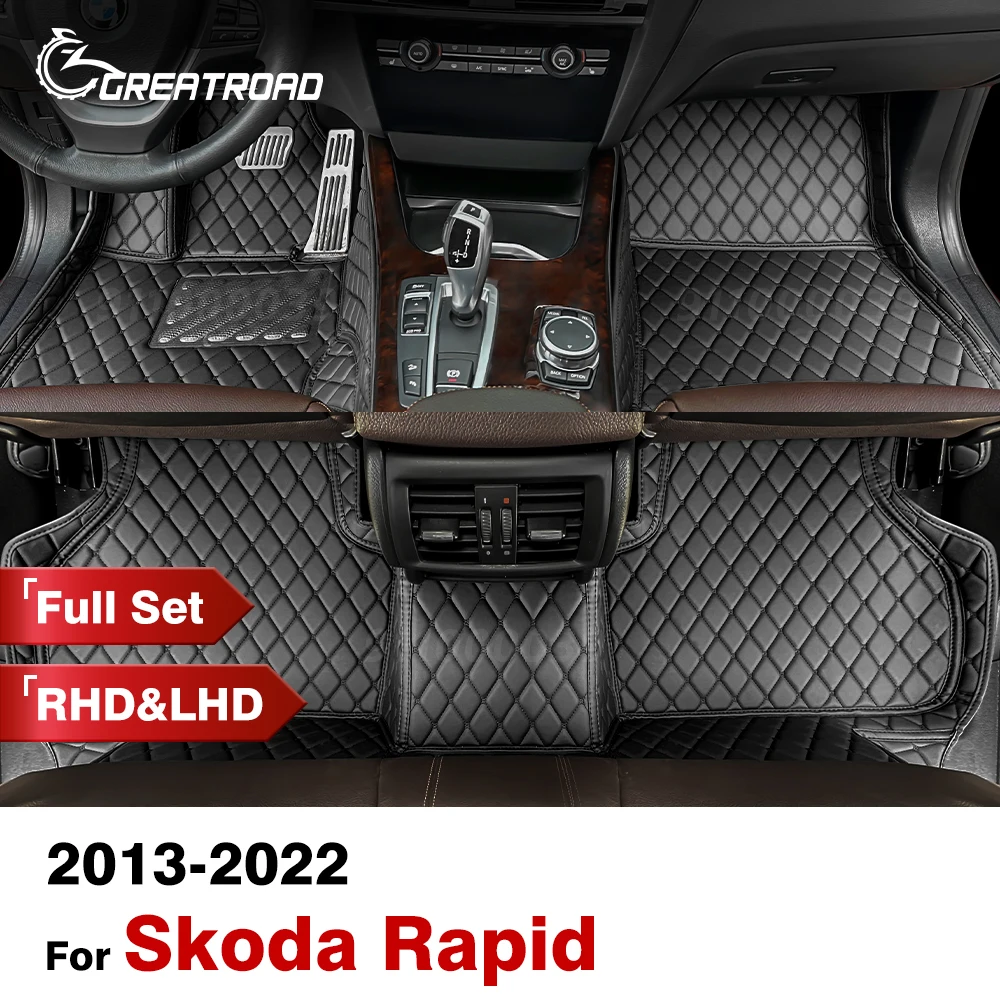 Car Floor Mats For Skoda Rapid 2013 2014 2015 2016 2017 2018 2019 2020 Custom Auto Foot Pads Carpet Cover Interior Accessories