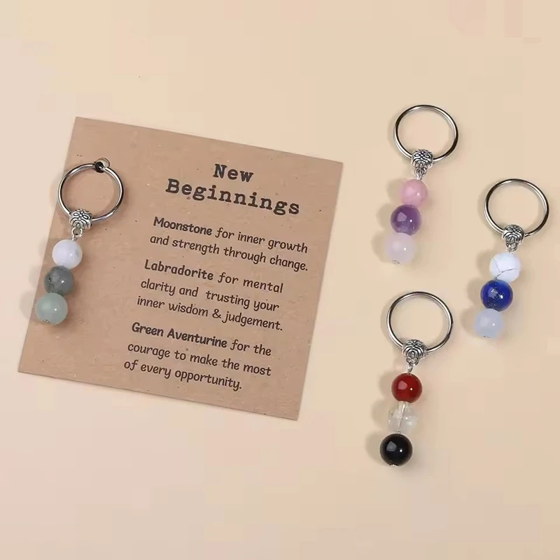 بلورات طبيعية المفاتيح هدية للمبتدئين الجديدة أحجار الشفاء الصغيرة المفاتيح لتخفيف القلق بلورات شفاء #3