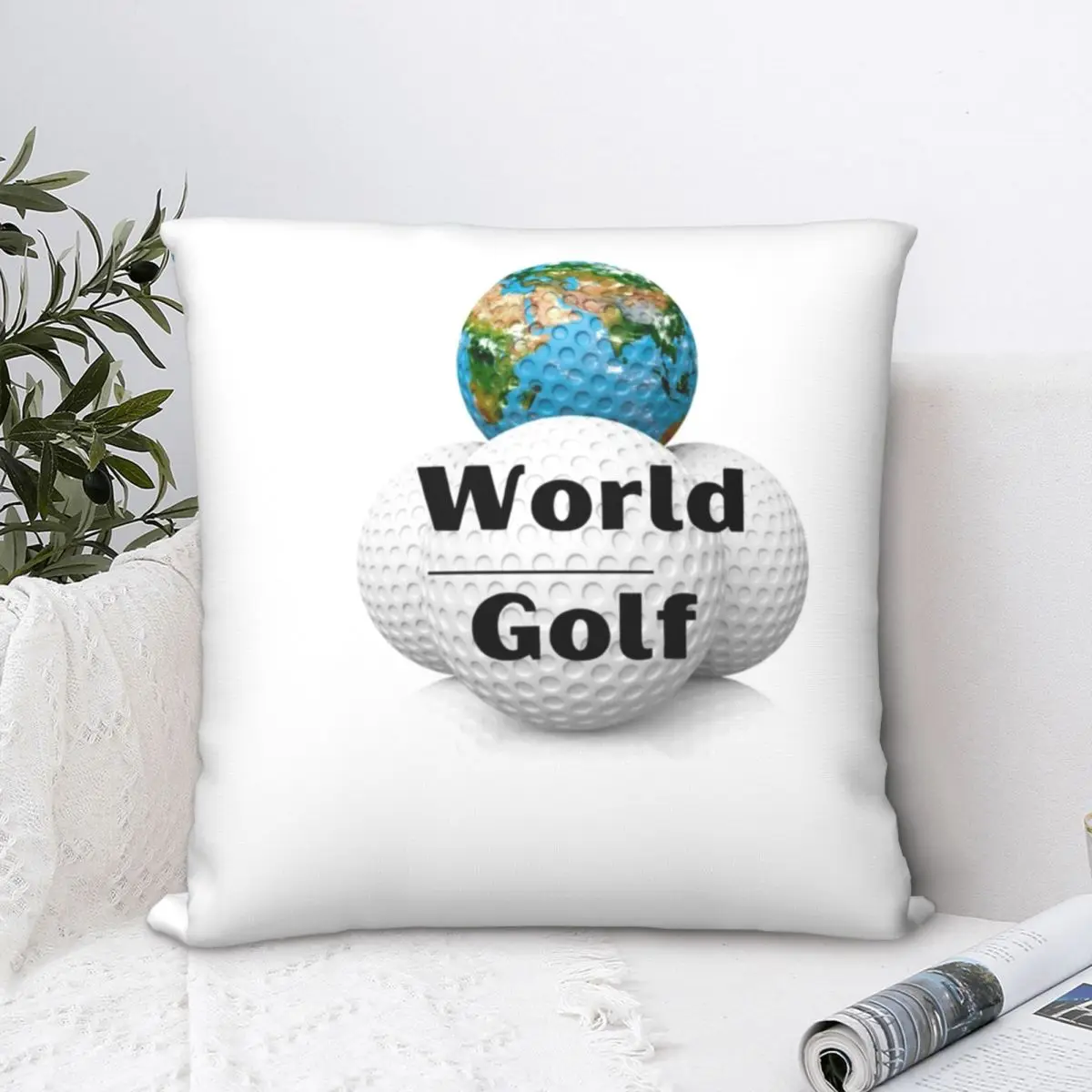 Be A World Golfer Square Pillowcase Polyester Pillow Cover Velvet Cushion Zip Decorative Comfort Throw Pillow For Home Car